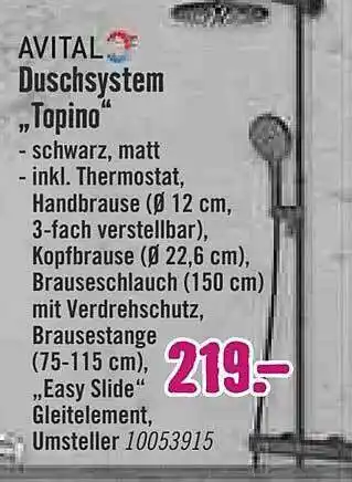 Hornbach Avital duschsystem topino Angebot