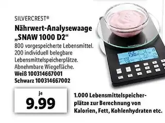 Lidl Silvercrest Nährwert-analysewaage „snaw 1000 D2” Angebot