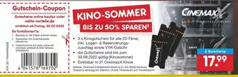 Netto Marken-Discount Cinemax 3 Gutscheine Angebot