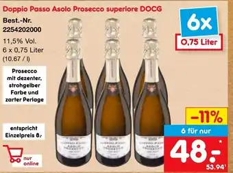 Netto Marken-Discount Doppio Passo Asolo Prosecco Superiore 6*750ml Angebot