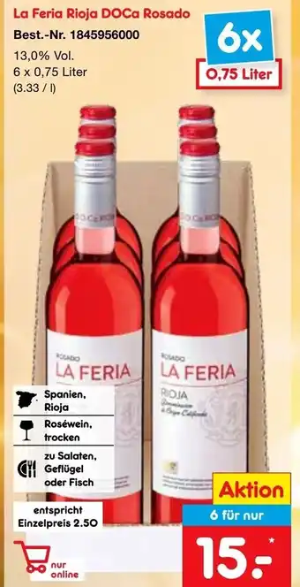 Netto Marken-Discount La Feria Rioja DOCa Rosado 6*750ml Angebot