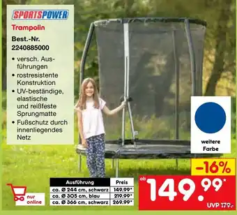 Netto Marken-Discount SportsPower Trampolin Angebot