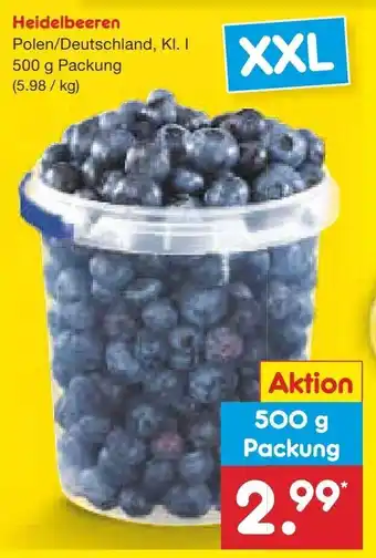 Netto Marken-Discount Heidelbeeren 500 g Packung Angebot