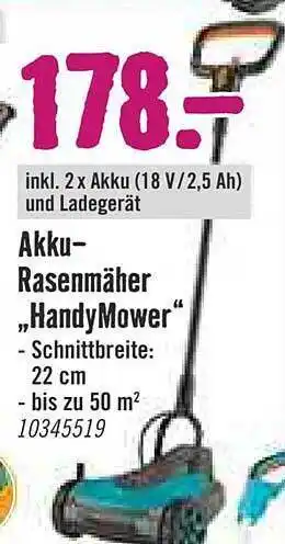 Hornbach Akku-rasenmäher „handymower” Angebot