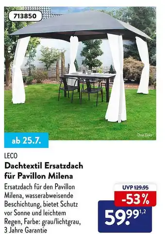 Aldi Süd Leco dachtextil ersatzdach für pavillon milena Angebot