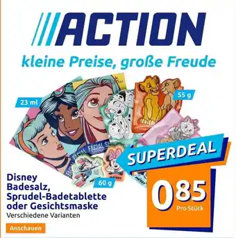 Action Disney badesalz, sprudel-badetablette oder gesichtsmaske Angebot