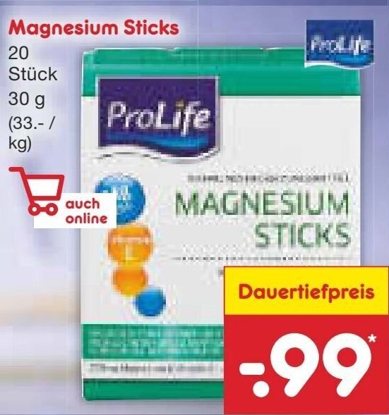 ProLife Magnesium Sticks 20 Stück 30 g Angebot bei Netto Marken-Discount