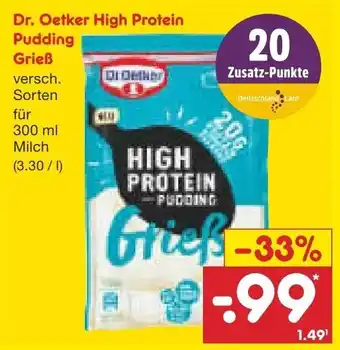 Netto Marken-Discount Dr. Oetker High Protein Pudding Grieß Angebot