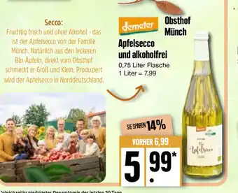 Edeka Obsthof Munch Apfelsecco u. Alkoholfrei 750ml Angebot