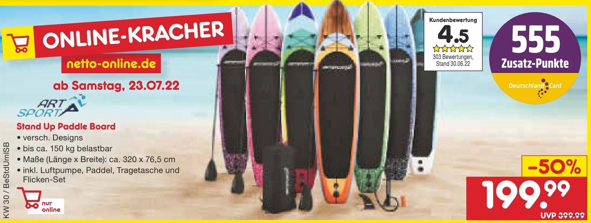 Art Sport Stand Up Paddle Board Angebot bei Netto MarkenDiscount