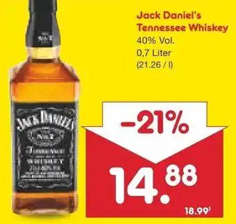 Netto Marken-Discount Jack Daniel's Tennessee Whiskey 0,7 Liter Angebot