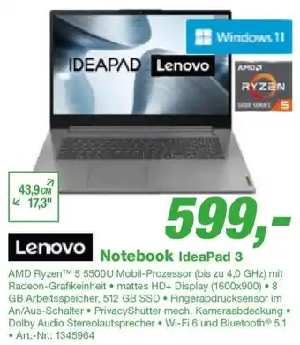 EP Lenovo Notebook IdeaPad 3 Angebot