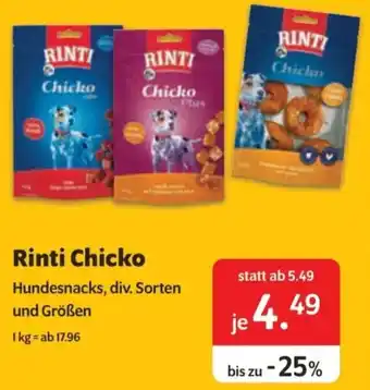 Das Futterhaus Rinti Chicko Hundesnacks Angebot
