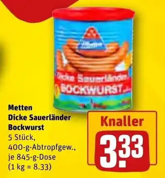 REWE Metten Dicke Sauerlander Bockwurst 845g Angebot