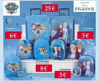 Woolworth Rollkoffer, rucksack, turnbeutel, 3-d-rucksack oder brustbeutel frozen ii Angebot