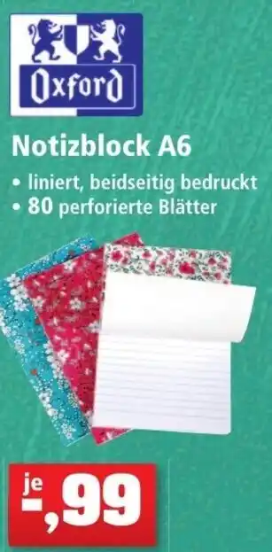 Thomas Philipps Oxford Notizblock A6 Angebot