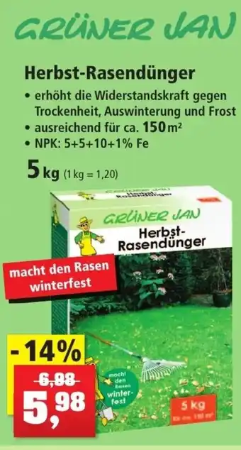 Thomas Philipps Grüner Jan Herbst Rasendünger 5 kg Angebot