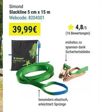 Decathlon Simond slackline 5 cm x 15 m Angebot