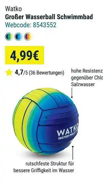 Decathlon Watko großer wasserball schwimmbad Angebot