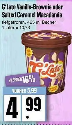 Edeka G'lato vanille-brownie oder salted caramel macadamia Angebot