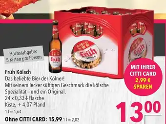 CITTI Markt Früh Kölsch 24x0,33L Angebot