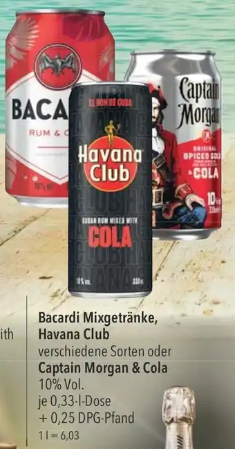 CITTI Markt Bacardi Mixgetränke, Havana Club oder Captain Morgan & Cola 0,33L Angebot