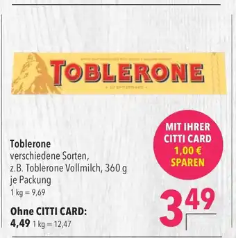 CITTI Markt Toblerone 360 g Angebot