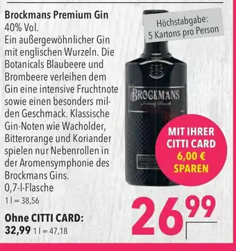 CITTI Markt Brockmans Premium Gin 0,7L Angebot