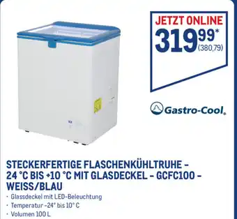 METRO Steckerfertige Flaschenkühltruhe 24 C BIS+10 C Mit Glasdeckel GCFC100 Weiss /Blau Angebot