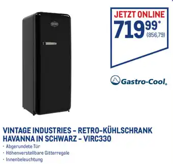 METRO Gastro Cool Vintage Industries Retro Kühlschrank Havanna in Schwarz VIRC330 Angebot