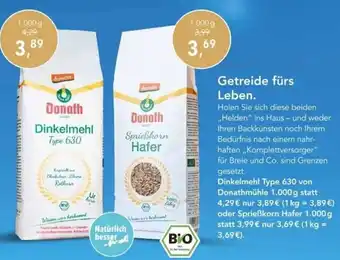 Vita Nova demeter Dinkelmehl Type 630 von Donathmühle 1000 g oder Sprießkorn Hafer 1000 g Angebot