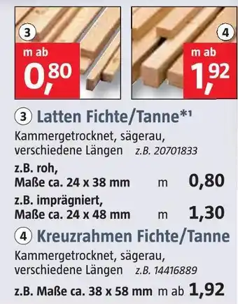 Bauhaus Latten fichte/tanne oder kreuzrahmen fichte/tanne Angebot