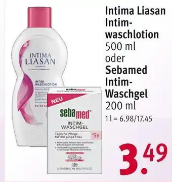 Rossmann Intima liasan oder sebamed intimwaschlotion oder intim-waschgel Angebot