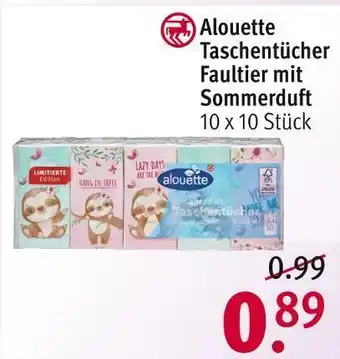 Rossmann Alouette taschentücher faultier mit sommerduft Angebot
