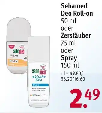 Rossmann Sebamed deo roll-on oder zerstäuber oder spray Angebot