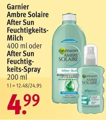 Rossmann Garnier ambre solaire after sun feuchtigkeits-milch oder after sun feuchtigkeits-spray Angebot