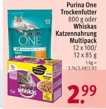Rossmann Purina one oder whiskas trockenfutter oder katzennahrung Angebot