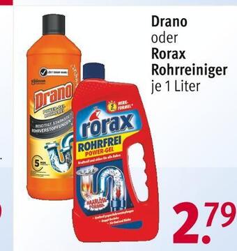 Rossmann Drano oder rorax rohrreiniger Angebot