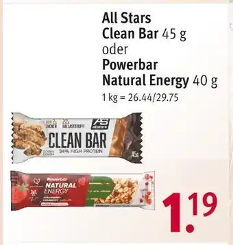 Rossmann All stars oder powerbar clean bar oder natural energy Angebot