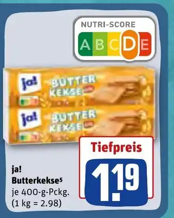 REWE ja! Butterkekse 400g Angebot