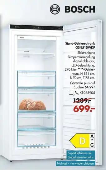 Galeria Bosch Stand Gefrierschrank GSN51DWDP Angebot