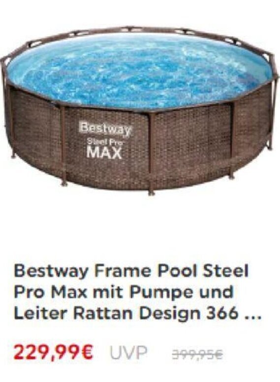 Bestway Frame Pool Steel Pro Max mit Pumpe und Leiter Rattan Design 366