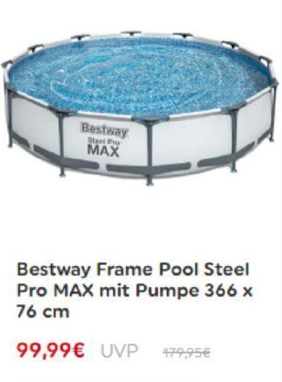 Bestway Frame Pool Steel Pro Max mit Pumpe 366 x 76 cm Angebot bei