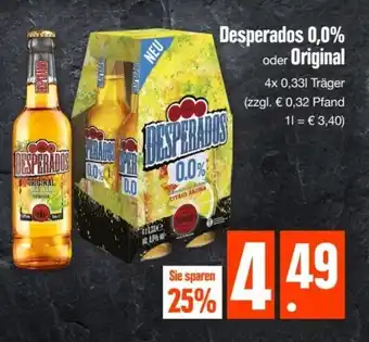 Edeka Desperados 0,0% oder Original 4x0,33l Angebot