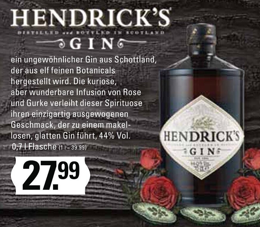 Hendrick's Gin 0,7 L Flasche Angebot bei Edeka