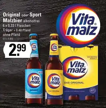 Edeka Vita malz Original oder Sport Malzbier 6x0,33 L Flaschen Angebot