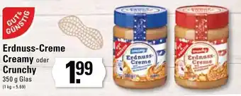 Edeka Gut & Günstig Erdnuss Creme creamy oder crunchy 350 g Glas Angebot