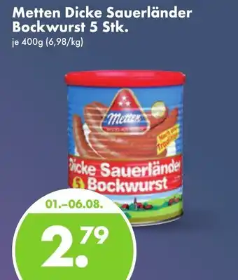 Trink und Spare Metten Dicke Sauerländer Bockwurst 5 Stk. 400 g Angebot