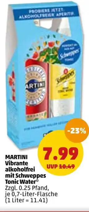 PENNY Martini vibrante alkoholfrei mit schweppes tonic water Angebot