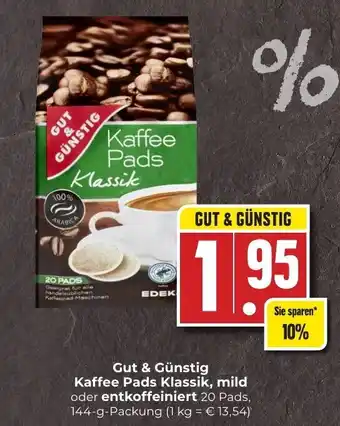 Hieber's Frische Center Gut & Günstig Kaffee Pads Klassik, mild oder entkoffeiniert 144 g Packung Angebot